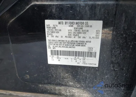 2016 Lincoln Mkx Reserve z USA, uszkodzony, nr VIN 2LMTJ6LR9GBL88703